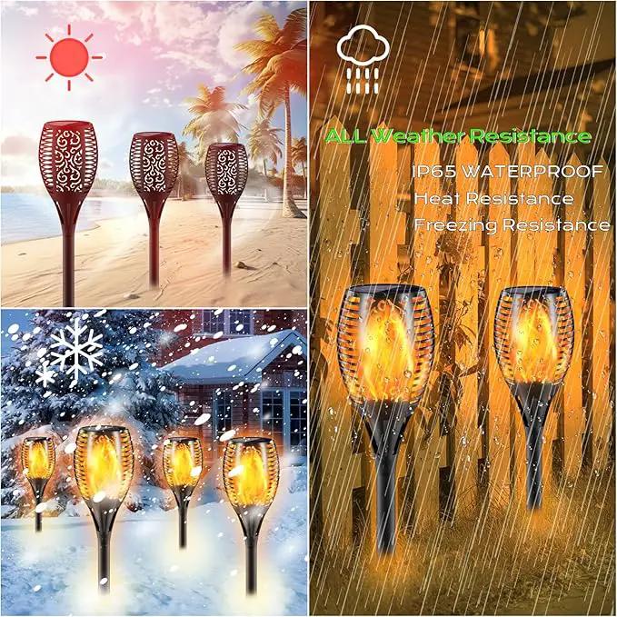 Upgraded Larger Solar Torch Lights, 43" Flickering Flame Solar Lights, Waterproof Outdoor Solar Landscape Decoration Lighting 96 LED Auto On/Off Garden Patio Yard Pathway,Black 2 Pack (2) by GreenHaven Gardens