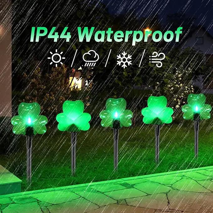 2*4 Pack LED St. Patricks Shamrock Pathway Lights for St. Patricks Day Decorations, Green Lucky Clover Pathway Stake Lights Outdoor Waterproof, UL Certified for Lawn Yard Walkway Irish Decor, Plug In by GreenHaven Gardens
