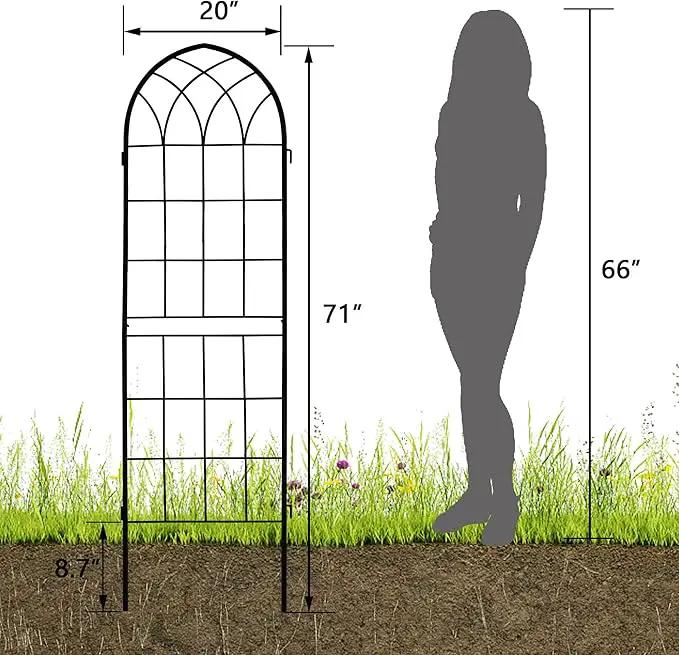 LZRS 2 Pack 71x20in Rustic Iron Arch Decoration Garden Trellis with Black Metal Coating – Perfect for Supporting Climbing Plants Outdoor, Roses, Vines, Flowers, and Vegetables. by GreenHaven Gardens