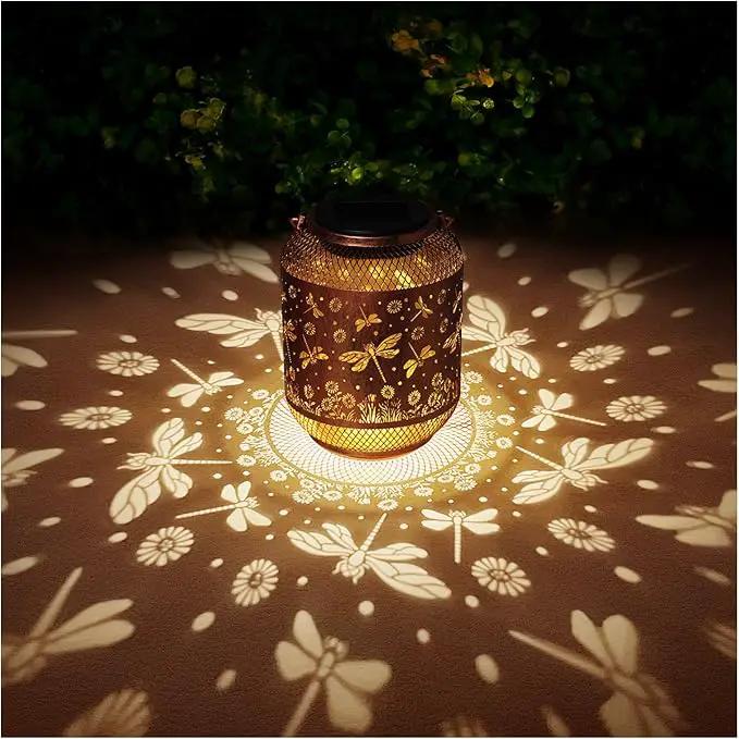 Solar Lanterns Outdoor Waterproof Dragonfly Garden Decor Gifts for Women Mom Grandma Hanging Solar Lights Metal Lantern Decoration Outside for Yard, Patio, Backyard, Porch by GreenHaven Gardens
