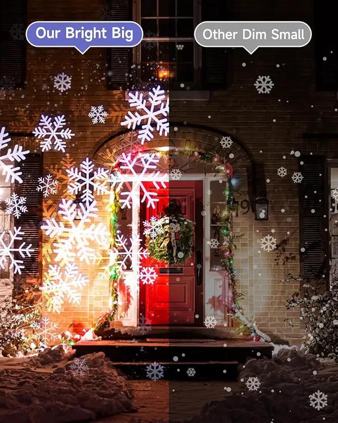 Double Head Christmas Snowflake Projector Light Outdoor, Outside Christmas Decorations Lights with Remote Control, Suitable for Indoor Garden Patio (L) by GreenHaven Gardens