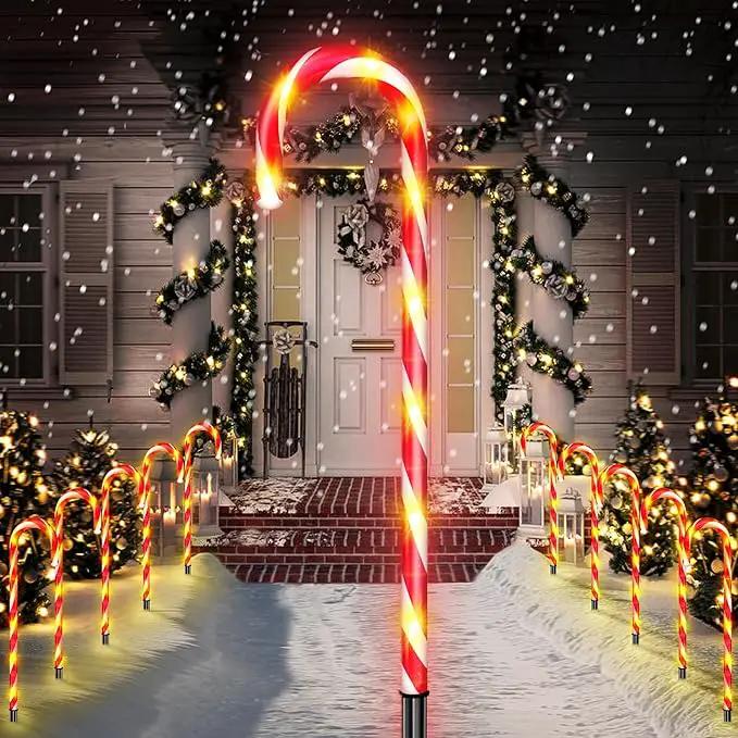 WeGuard 10PK Christmas Candy Cane Pathway Lights Outdoor Decorations 21" 8 Lighting Modes Flashing Waterproof Outdoor Lighted Christmas Decor for Garden Yard (Red) by GreenHaven Gardens