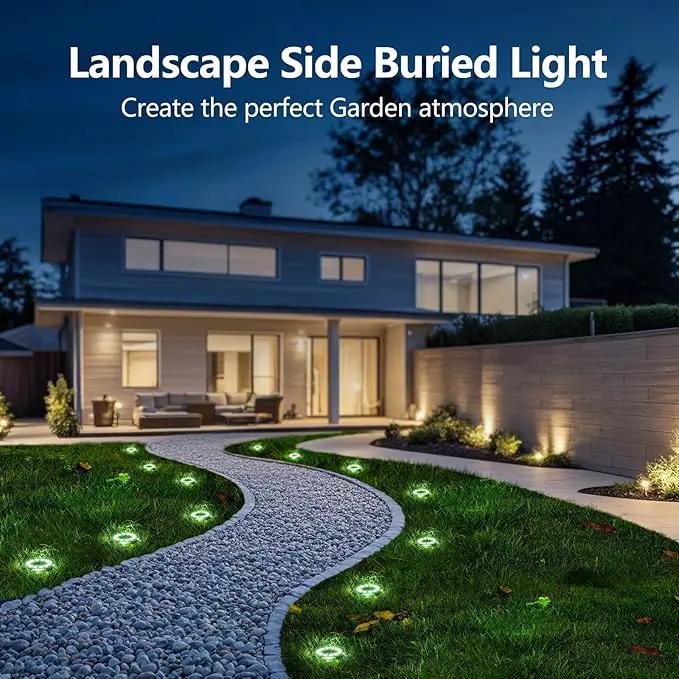 Solar Lights Outdoor Waterproof - New Upgraded Up and Side Light, 12 Pack 16 LED In-Ground Lights Outdoor Solar Lights for Yard Patio Garden Lawn Deck Outside Pathway Walkway Sidewalk (White Light)