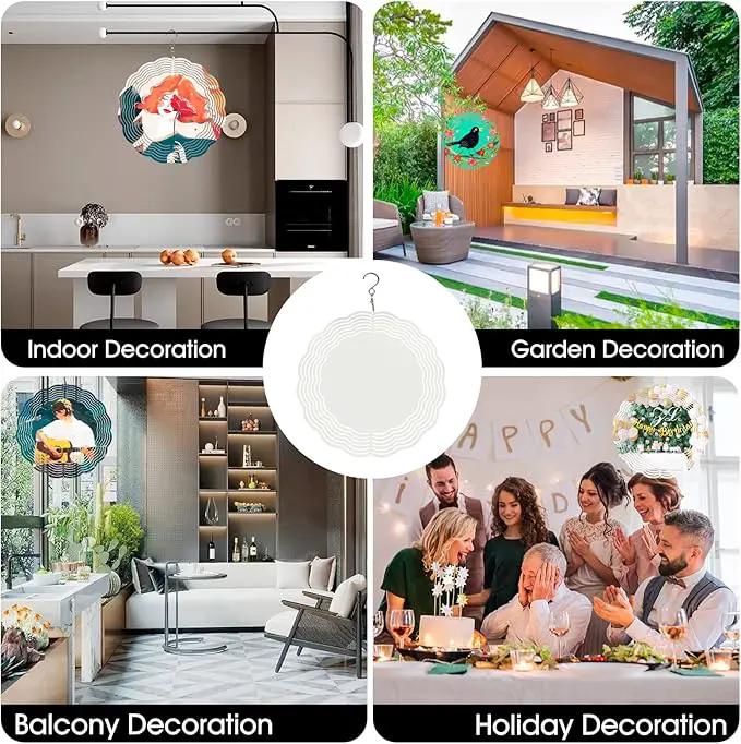 5 Pack Sublimation Wind Spinner Blanks 8 Inch Wind Spinners Sublimation Blanks 3D Aluminum Metal Wind Spinners for Yard and Garden Indoor Outdoor Window Porch Front Door Decoration Round by GreenHaven Gardens
