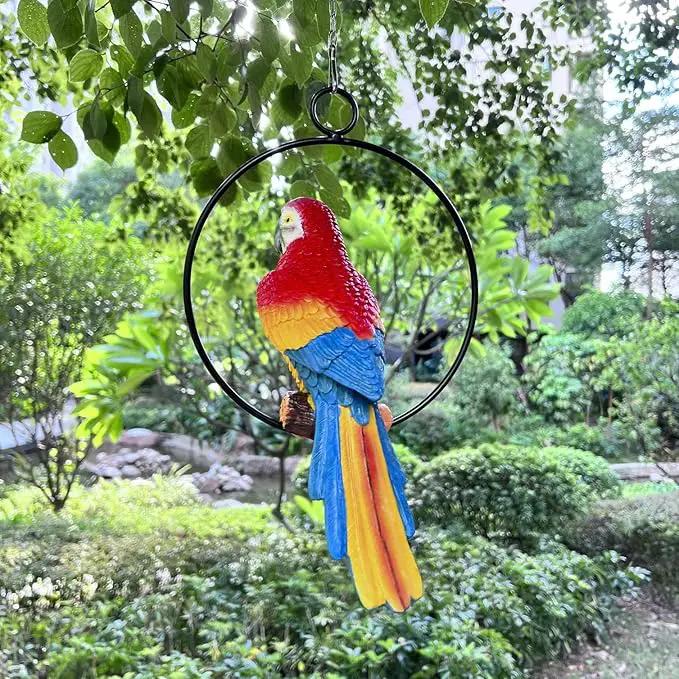 Lifelike Parrot Garden Statues Hanging Decor Ornaments Figurines Sculpture for Patio Lawn Yard, Blue Tail (Blue Tail) by GreenHaven Gardens