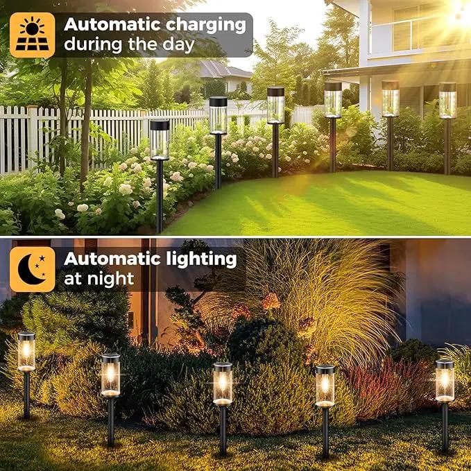 Woolmug Solar Pathway Lights, 12 Packs LED Solar Light Outdoor Waterproof, Auto On/Off Path Lights for Walkway Outside Yard Lawn Sidewalk Landscape(Warm White) by GreenHaven Gardens