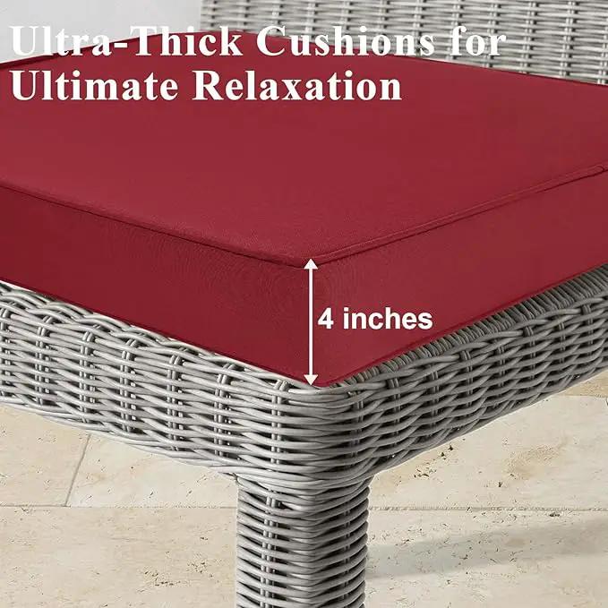 Outdoor Chair Cushions Set of 2 for Patio Furniture 19x19x4 Inch Waterproof Patio Chair Cushion 3 Year Color Fastness Square Elastic Foam Garden Couch Pads with Ties and Handle,Red by GreenHaven Gardens
