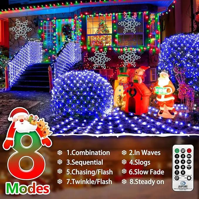 KNONEW Christmas Net Lights 360 LEDs 13ft x 9.8ft Outdoor Mesh Lights Connectable Waterproof 8 Modes & Timer Plug-in Net Fairy Lights for Bushes Garden Party Wedding Holiday,Blue by GreenHaven Gardens