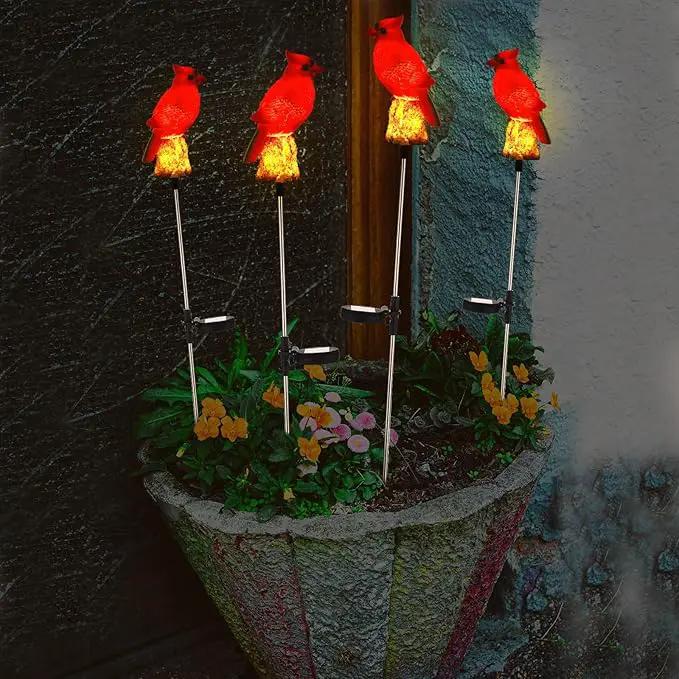 4 Pack Solar Cardinal Stake Light Cardinal Decor Garden Red Bird Figurine Memorial Solar Light Outdoor Pathway Yard Lawn Ornaments for Spring Easter Mothers Day Gifts Decorations Outside Women by GreenHaven Gardens