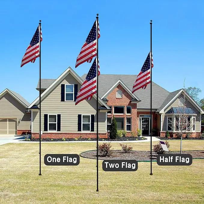 NELXINJO 20FT Sectional Flag Pole Kit, Heavy Duty Aluminum Outdoor In-Ground Flagpole, Black Ball Top, 3x5 USA Flag for Residential commercial Outdoor Garden(20FT, Black) by GreenHaven Gardens