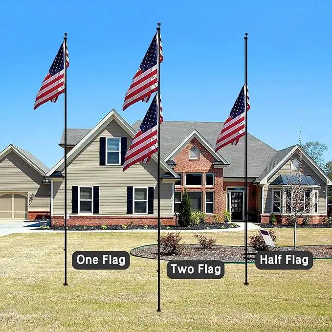 NELXINJO 25FT Sectional Flag Pole Kit, Heavy Duty Aluminum Outdoor In-Ground Flagpole, Black Ball Top, 3x5 USA Flag for Residential commercial Outdoor Garden(25FT, Black) by GreenHaven Gardens