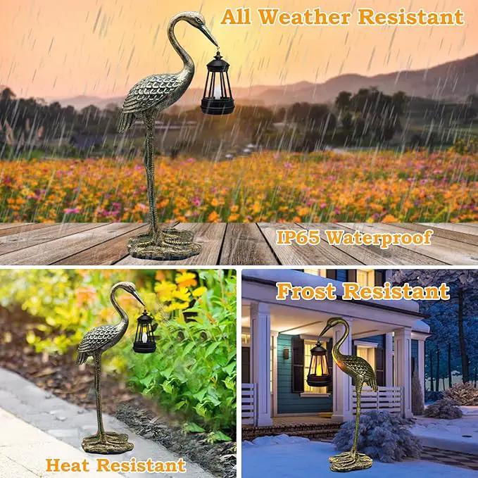 Solar Garden Statue Crane Figurine, Outdoor Hanging Solar Lanterns, Blue Heron Sculpture Statue for Patio, Yard, Lawn, Porch, Garden Decor for Outside Gifts for Christmas Mom, Women, Mother's Day by GreenHaven Gardens