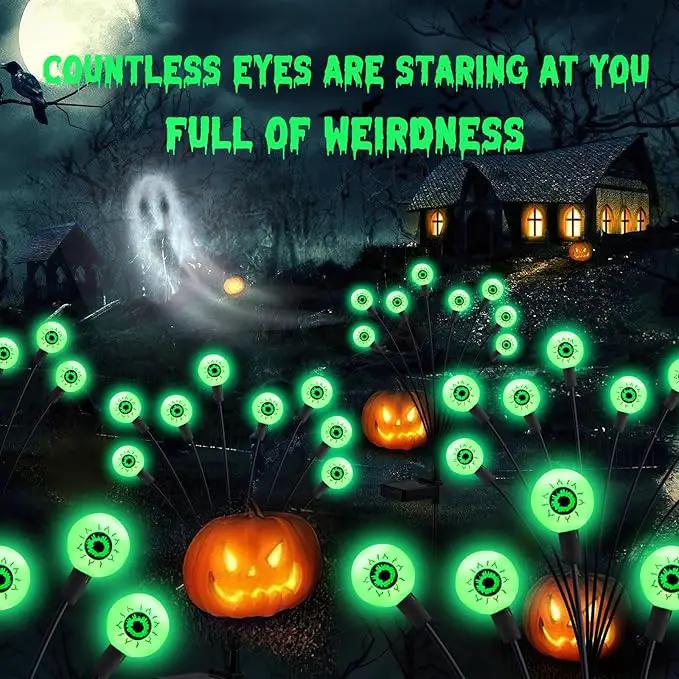 ASMAD Halloween Decorations Outdoor Solar Scary Eyeball Lights, 4Pack 32LEDs Green Eyeball Swaying Firefly Light, Waterproof Halloween Path Lights for Garden/Yard/Patio/Party Decor by GreenHaven Gardens