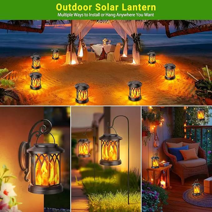 KOOPER Hanging Solar Lights Lantern Outdoor, Flickering Flames Solar Outdoor Lights, Solar Lanterns Outdoor Waterproof with Bigger Solar Panel, Auto ON/Off Solar Lantern for Yard Garden Decor, 2 Pack by GreenHaven Gardens