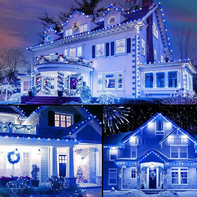 Brightown C9 LED Christmas String Lights, 66ft 100 LED Waterproof Strawberry String Lights, Plug-in Extendable Green Wire Lights String for Outdoor Outside Patio Party Decoration, Blue and White by GreenHaven Gardens