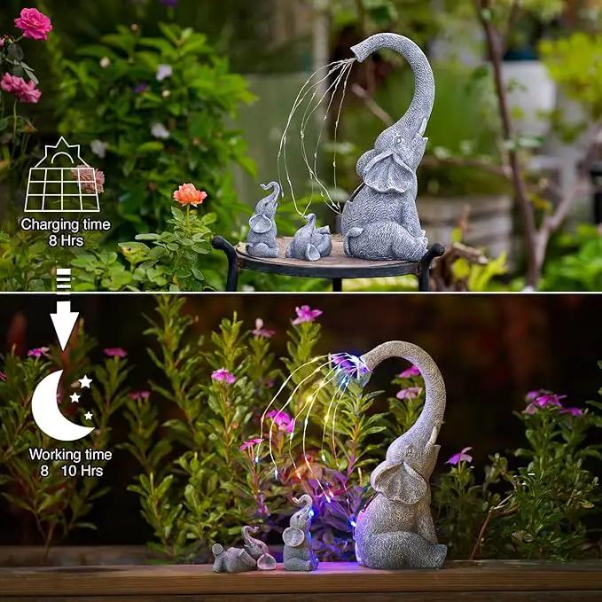 Goodeco Garden Elephant Statue Outdoor - Elephant Gifts with Solar Watering Lights, Siting Elephant Figurine Perfect for Yard, Patio, and Pathway Decor - Ideal Gardening Gifts by GreenHaven Gardens