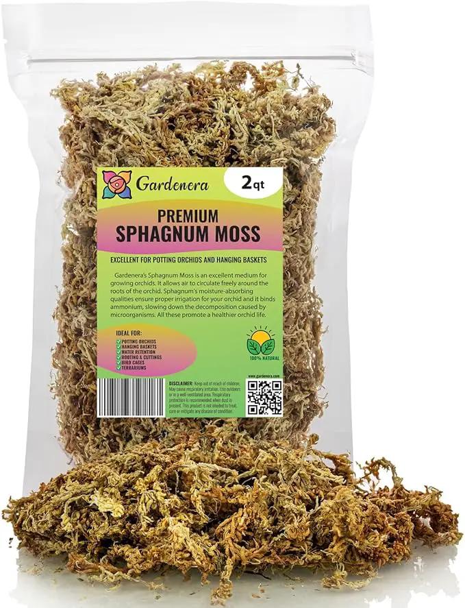 Premium Grade Sphagnum Moss by Gardenera - Organic Hand Mixed New Zealand Long Fibered Sphagnum Moss Orchid - 2 Quart by GreenHaven Gardens