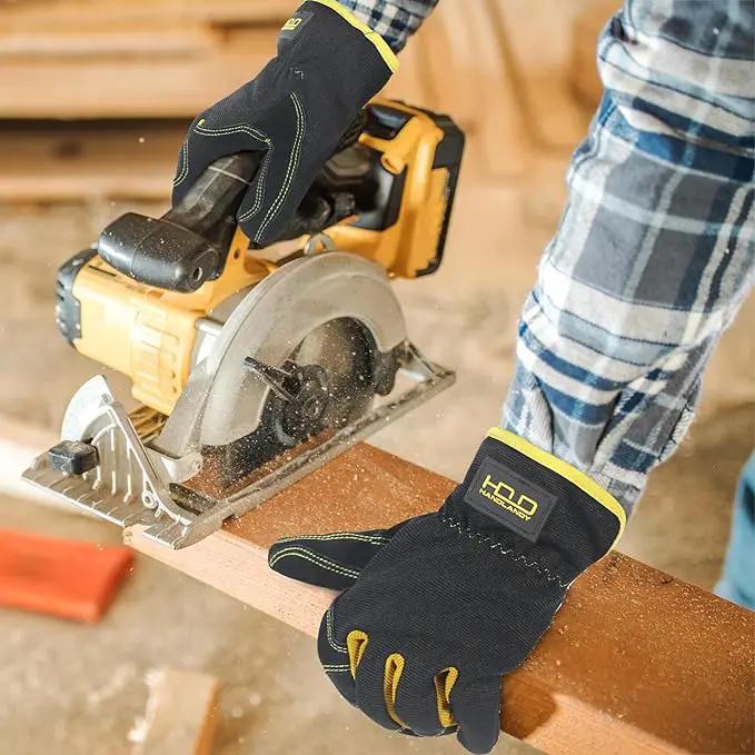HANDLANDY Leather Work Gloves for Men & Women, Reinforced Durable Garden Gloves, Cowhide Working Glove for Gardening by GreenHaven Gardens