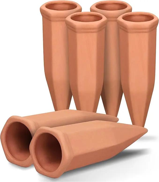 Large Terracotta Plant Watering Spikes, Automatic Plant Waterer Outdoor | Indoor Use, Vacation Clay Watering Devices System, Slow Release Self Watering Planter Insert, 6 Pack by GreenHaven Gardens
