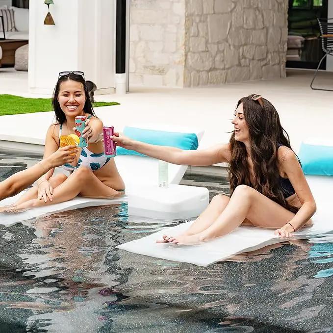 Aqua Outdoors Pool Chaise Lounge Chairs for Ledge & Shelf, Water-Weighted Pool Lounger for Depths Up to 9”, No Screw Plugs & Tools Needed, Classic White Ledge Lounger, Set of 2 by GreenHaven Gardens