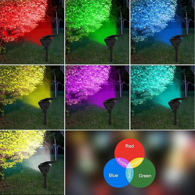 T-SUN Solar Spotlights Outdoor 6Pack Solar Landscape Spot Lights Color Changing IP65 Waterproof Auto On/Off for Garden Yard Lawn Pathway by GreenHaven Gardens