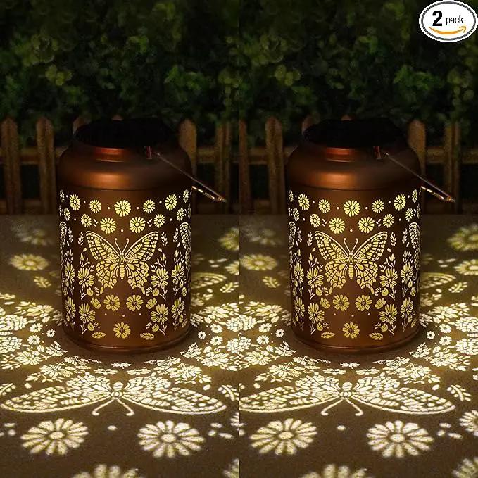 2 Pack Butterfly Solar Lanterns Outdoor Waterproof - Hanging Butterflies Solar Lights Garden Decor, Birthday Gifts for Women, Mom, Mothers Day Gifts, Outdoor Decor for Patio, Yard by GreenHaven Gardens