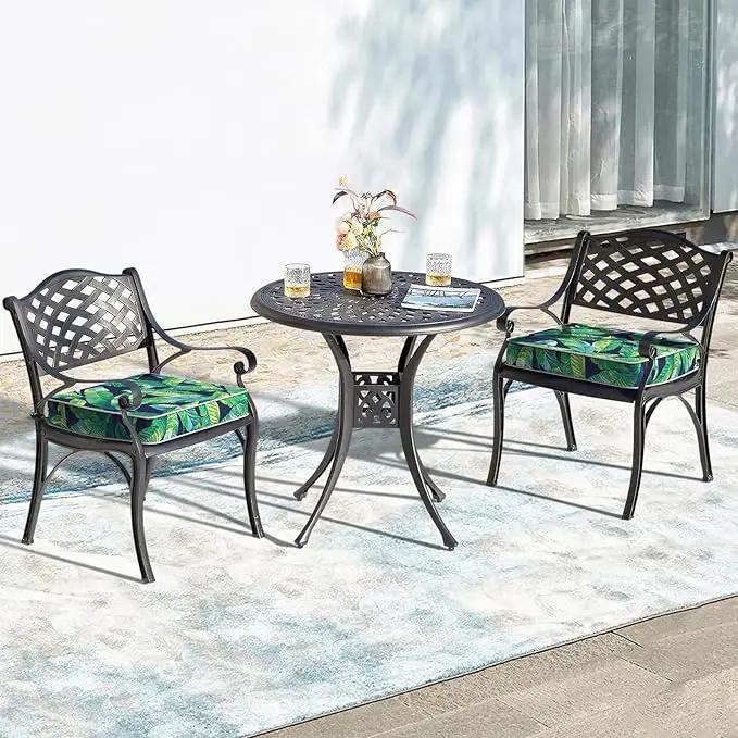 LVTXIII Patio Chair Cushions 22"x22"x3", Water-Repellent Outdoor Seat Cushions for Patio Furniture, Square Chair Pads with Ties for Home Garden Decoration, Set of 2, Hanalei Lagoon by GreenHaven Gardens