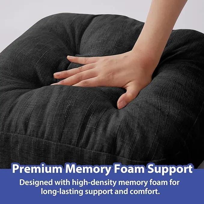 Chair Cushions, Foam Dining Chair Cushions, Tufted Indoor Chair Pads,16.5” x 16.5” x 3.5”, Set of 4, Black by GreenHaven Gardens