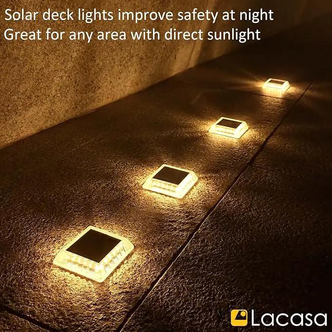 Lacasa Outdoor Solar Light, 4 Pack 30LM IP68 Waterproof Solar Garden Light Auto On/Off Solar Lighting for Stairs Paths Paths Paths Patio Deck Dock, Warm White 2700K by GreenHaven Gardens
