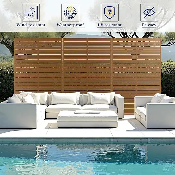 FENCY Outdoor Privacy Screen, 72" H×47" W Metal Privacy Screen, Outdoor Freestanding Privacy Screen & Panels for Deck Patio Balcony(Brown-Louvered) by GreenHaven Gardens