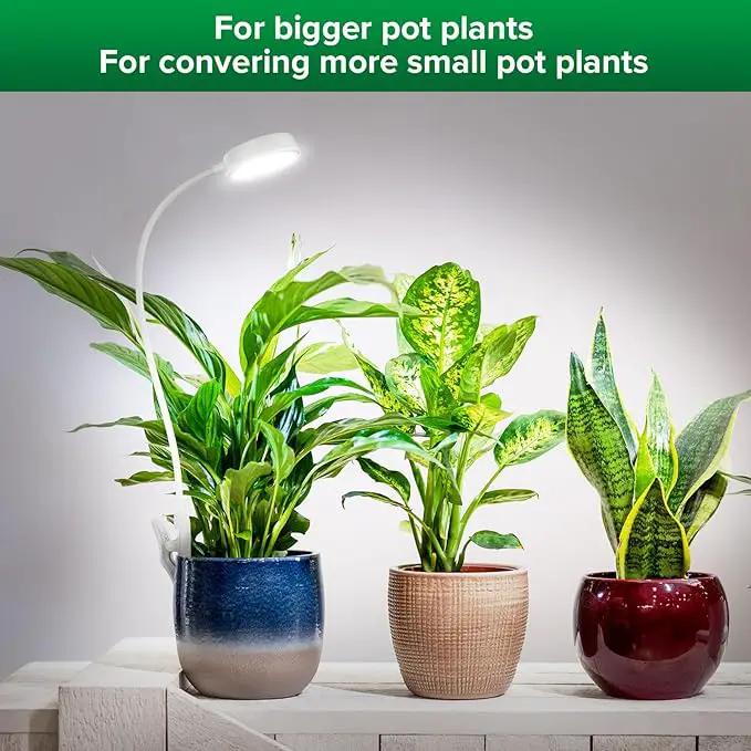 SANSI Grow Lights for Indoor Plants, Pot Clip LED Plant Light for Growing Full Spectrum, Plant Growing Lamp with 4-Level Dimmable, Auto On Off 3 6 12 Hrs Timer for Pot Plants, White 10W 3-Pack by GreenHaven Gardens
