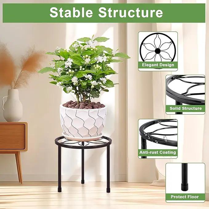 VECELO Metal Plant Stands Set of 5, Multiple Heavy Duty Flower Pot Stand, Round Plant Holder, Black by GreenHaven Gardens