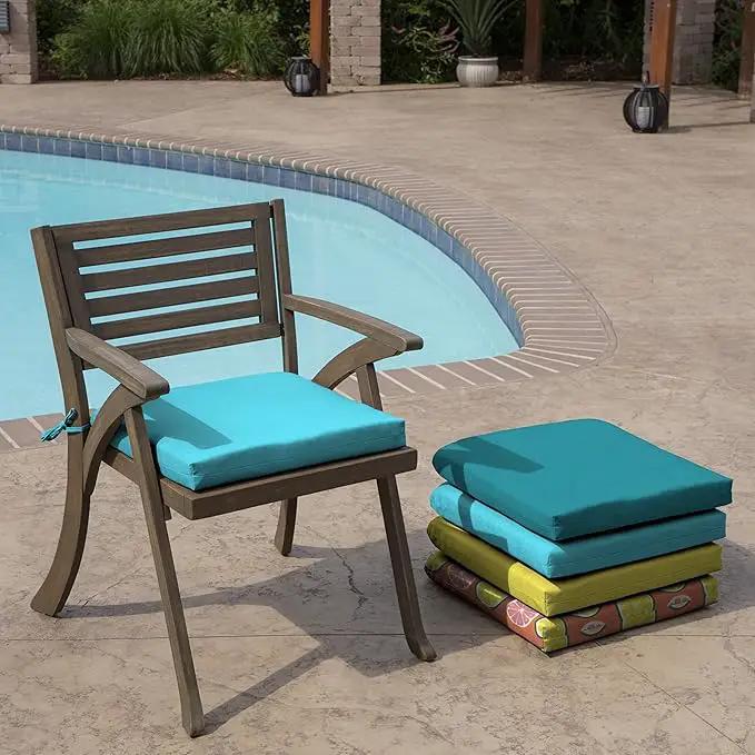 Arden Indoor/Outdoor Seat or Rocking Chair Cushion, 19 x 18, Water Repellent, Rain Proof, Fade Resistant Cushion for Rocking or Dining Chairs Pool Blue Leala by GreenHaven Gardens
