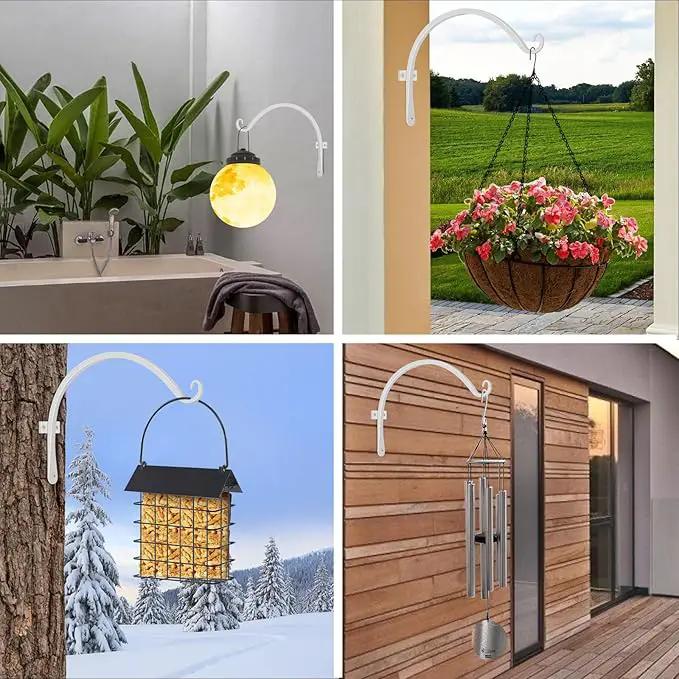 FEED GARDEN 2 Pack 12 Inch Hanging Plant Bracket Wall Hooks Decorative Plant Hangers for Outdoor Hanging Bird Feeders, Wind Chimes, Plant Baskets, White by GreenHaven Gardens