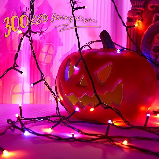 Halloween 300 LED String Lights,105FT String Lights with 8 Modes&Timer Function, Purple and Orange Halloween Lights Plug in for Party Carnival Supplies, Outdoor/Indoor Yard Garden Decor by GreenHaven Gardens