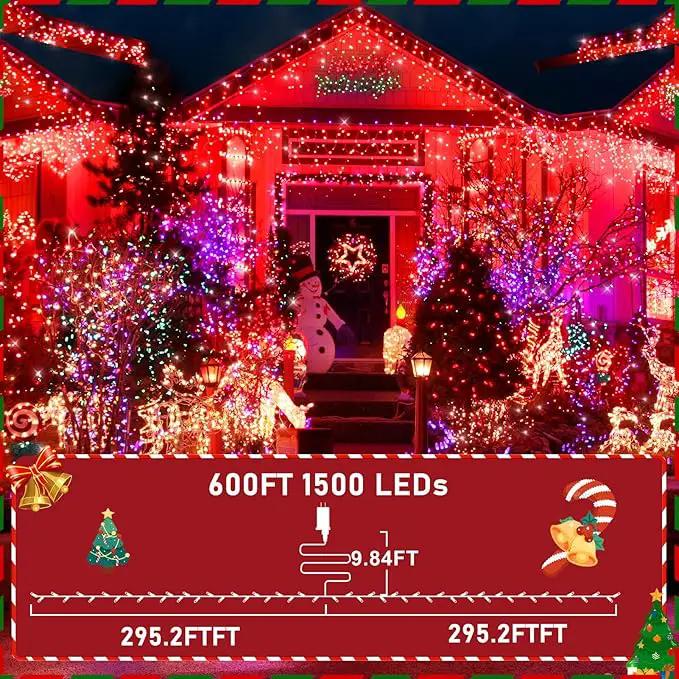 KNONEW 600ft 1500 LED String Lights Outdoor Christmas Lights 8 Modes & Timer Fairy Light Plug in Waterproof LED String Lights for Xmas Yard Tree Wedding Party Holiday Decorations (Red) by GreenHaven Gardens