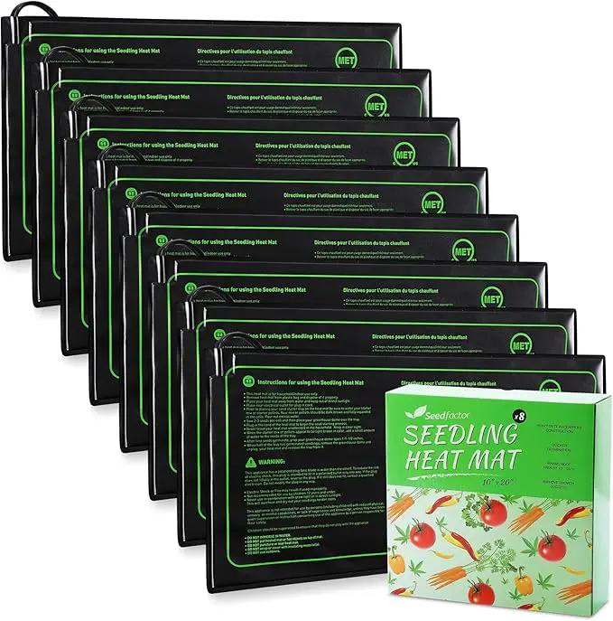MET Certified 8 Pack Seedling Heat Mat, Seedfactor Waterproof Durable Germination Station Heat Mat, Warm Hydroponic Heating Pad for Indoor Home Gardening Seed Starter by GreenHaven Gardens