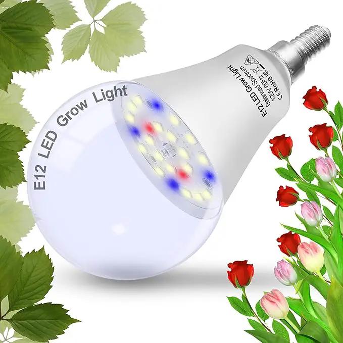 Candelabra LED Plant Grow Light Bulbs E12 Indoor Plants Full Spectrum,Small Base LED Sun Light Bulbs Plant Growing 100W Equivalent with Balanced Spectrum 5000K Red Blue for Seeds Greens Flower,1Pcs by GreenHaven Gardens