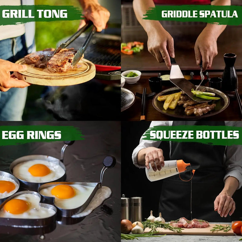 134 Pcs Griddle Accessories Kit for Blackstone - Perfect Flat Top Grill Accessories for Outdoor, Professional Round Melting Dome with Cast Iron Smash Burger Press for Barbecue. by GreenHaven Gardens