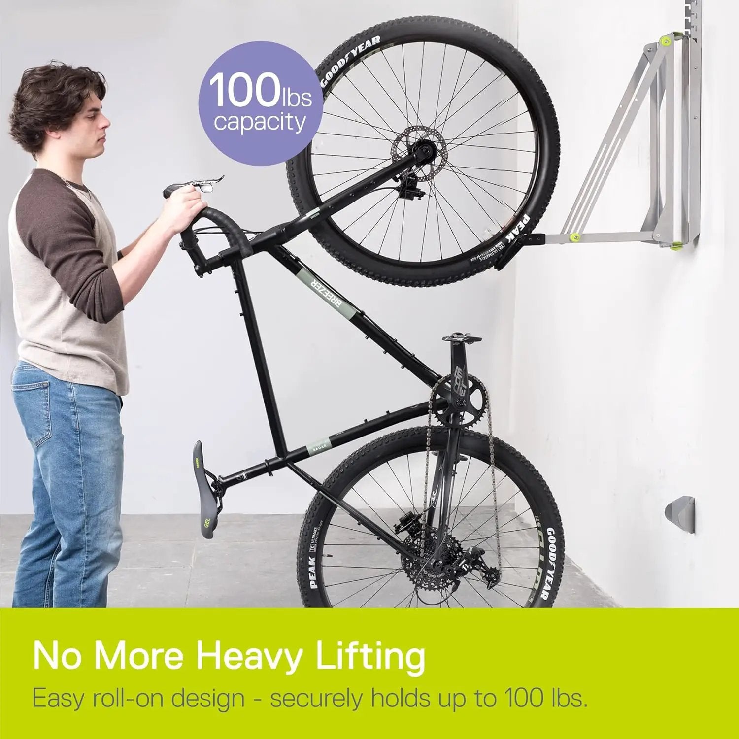 Pivot Bike Storage Rack by Delta Cycle - Bike Rack Garage Wall Mount Swivels to Save Space - No Lifting Required Vertical Bike Rack - Indoor Bike Storage Wall Hanger Holds Up to 100 lbs by GreenHaven Gardens