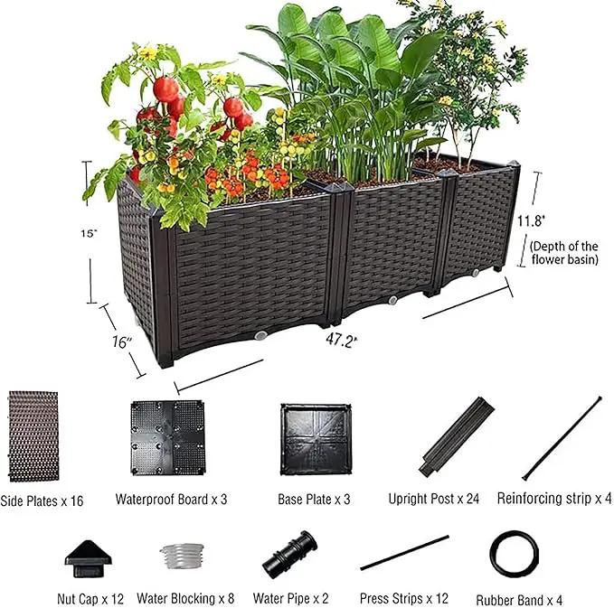 Raised Garden Bed Planter for Outdoor Plants Planter Box Elevated Garden Boxes Deepened Plant pots Perfect for Garden Patio Balcony Deck to Planting Flowers Vegetables Tomato and Herbs by GreenHaven Gardens