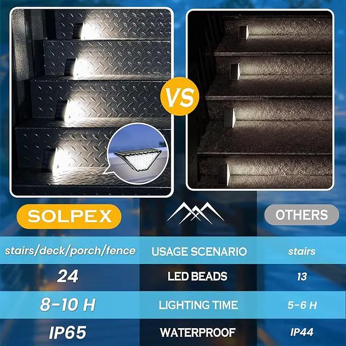 SOLPEX Solar Step Lights for Outside, 24 LEDs Solar Stair Lights Outdoor Waterproof Decor for Porch, Front Door, Stair, Step, Deck, Fence, Balcony, Patio, Wall, Yard, Garden(6 Pack, Cold White) by GreenHaven Gardens