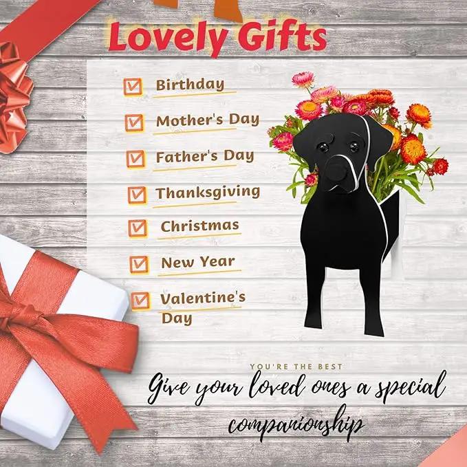 Black Labrador Dog Planter Plant Pots,Cute Garden Dog Flower Planter,Large Dog Planters Birthday Gifts for Women,Office,Indoor/Outdoor Decor(9.84 * 7.87 * 17in) by GreenHaven Gardens