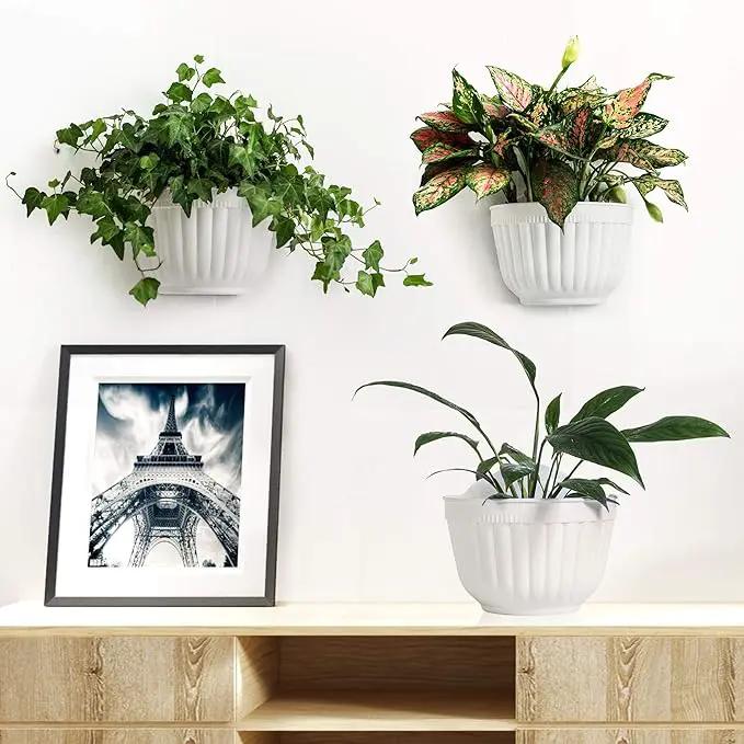ORIMERC 4 Pack White Wall Planter Pots Vertical Living Wall Hanging Planters Wall Mounted Planter Holder with Drainage Hole for Indoor Outdoor Plants Wall Decor with Hooks/Screws by GreenHaven Gardens