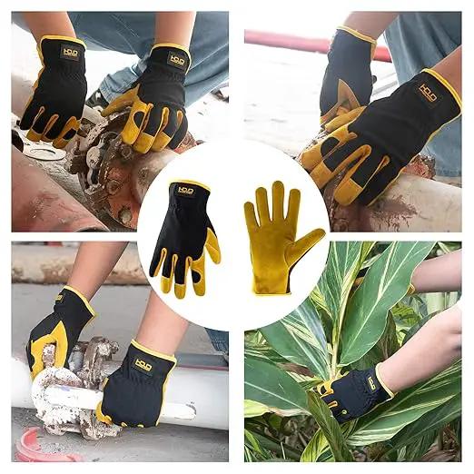 HLDD HANDLANDY 2 Pairs Leather Gardening Gloves for Men, Utility Work Gloves for Gardening, Yardwork, Construction, Mechanics, Great Garden Gifts for Men Women by GreenHaven Gardens