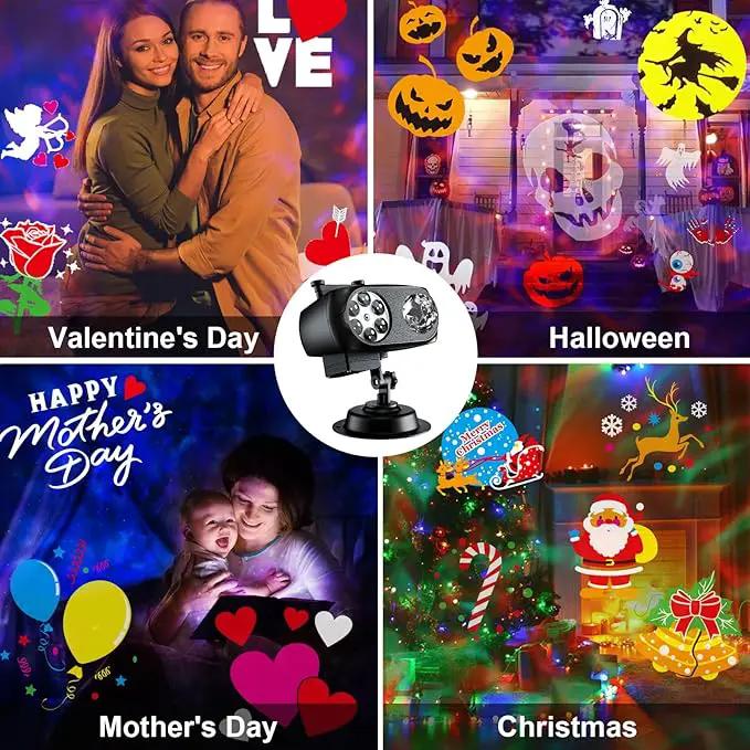 Brighter Valentine Decorations Projector Lights for Home, FLITI 2024 Upgraded Holiday Projector Display 8 Patterns at A Time (3D Ocean Wave & Patterns), Weather Proof Remote Valentine Decor Light Show by GreenHaven Gardens