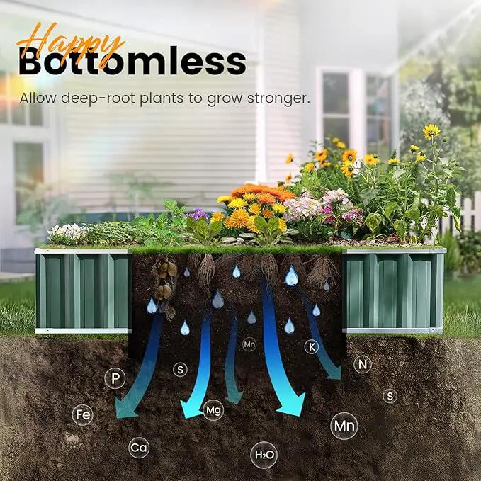 KING BIRD Raised Garden Bed 68"x 36"x 12" Galvanized Steel Metal Outdoor Garden Planter Box Kit with 2 Pairs of Gloves (Green) by GreenHaven Gardens