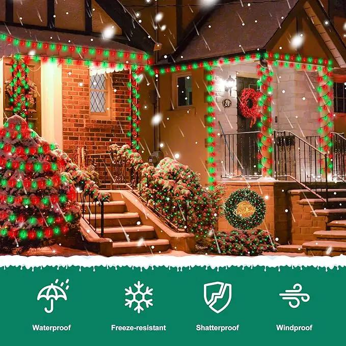 C9 Bulbs Classic Christmas Lights - 50 LED 32ft Strawberry String Light Red&Green - Extendable 8 Modes Funtion with Timer Fairy Lighting for Outdoor, Indoor, Party, Home, Tree Decorations by GreenHaven Gardens