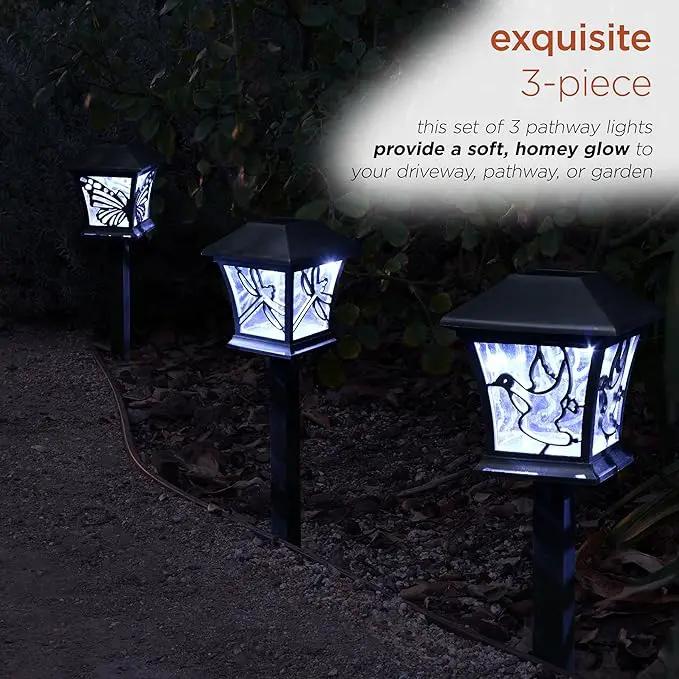 Alpine Corporation Solar-Powered Nature Inspired Pathway Lights, 3-Piece by GreenHaven Gardens