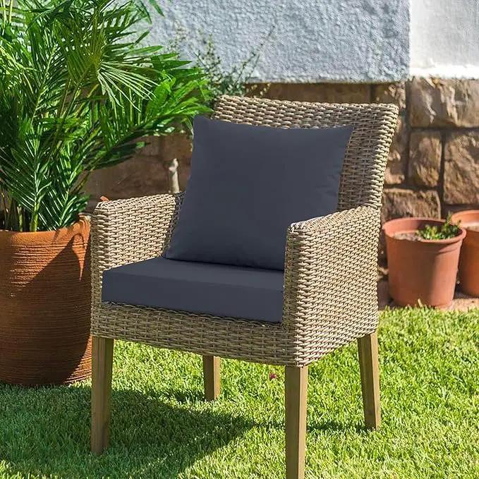 24x24 Inch Outdoor Cushions for Patio Furniture, Waterproof Outdoor Chair Cushions w/Fade-Resistant, Removable & Machine-Washable Covers, Deep Seat Sofa/Couch Pads Replacement, Dark Grey by GreenHaven Gardens